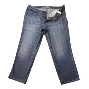 Eddie Bauer Jeans Womens 16 Blue Boyfriend Crop Straight Leg Stretch Denim